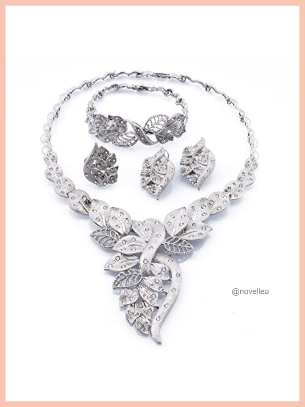 Gold Plated 4 Piece Jewelry Set - African Dubai Crystal Necklace Hoop Earrings